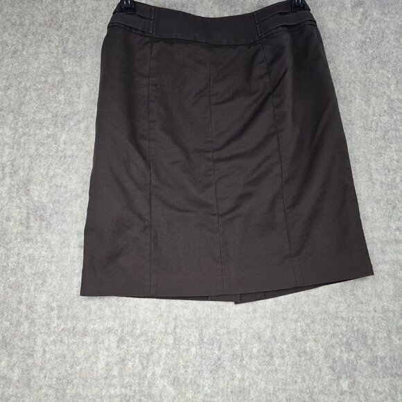 Ann Taylor Loft Petite Brown Button-Front Skirt 12P Cotton & Lycra Spandex - Picture 2 of 8